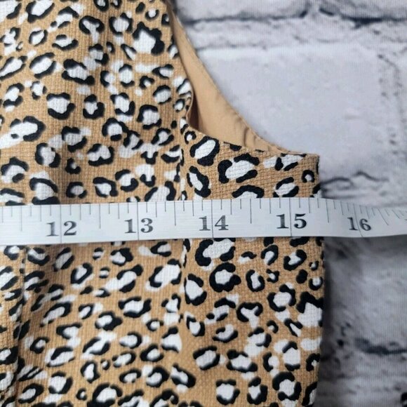 J Crew Basketweave Sheath Dress In Animal Print 100% Cotton Shell Size 4 - Picture 8 of 12